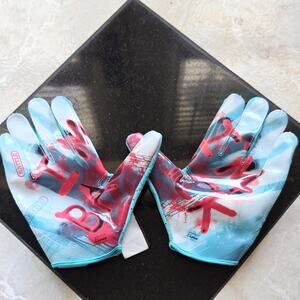 Battle Doomsday Football Gloves Blue/Red/White Unisex Adult Size L Pair